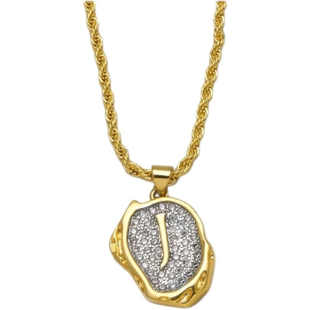 Gold Plated and Silver J Initial Pendant Necklace